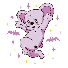 A cute koala surrounded by sparkles on Halloween © Vexels