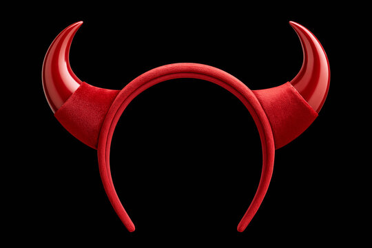 Red sequin devil horns headband costume accessory on black background