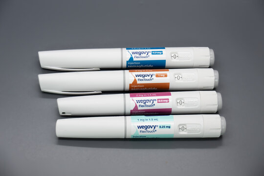 Wegovy Semaglutide Injection Pens Dosing Strengths Set Studio Shot