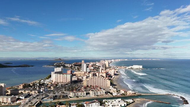 Aerial View of La Manga Coastal Resort and Mar Menor Spain