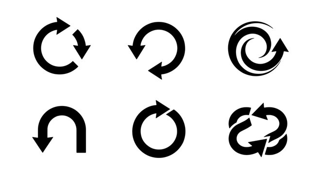 Circular Arrows Icons, Refresh Symbols, Recycle Loops, Rotation Graphics, Vector Set