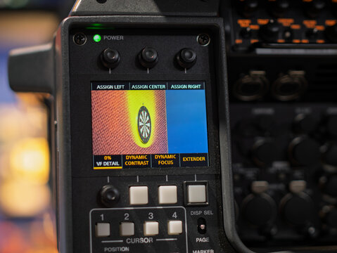 Broadcast Video Camera Control Panel with Display Features