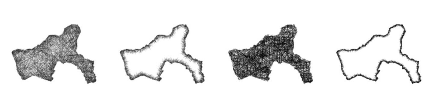 Sketch monochrome Parwan (Afghanistan) outline map design set