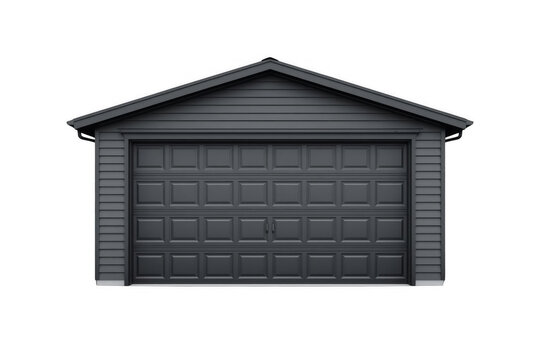 Dark Gray Detached Garage with Closed Sectional Door