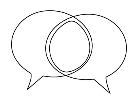 Overlapping speech bubbles sketch illustration for communication and dialogue concepts