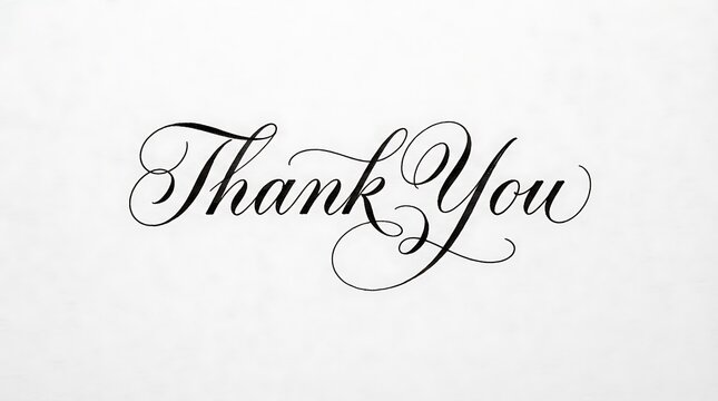 Elegant thank you calligraphy text written in a fancy cursive script font style design element