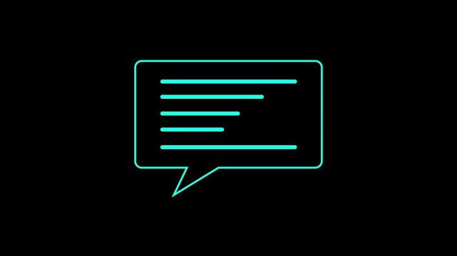 Minimal Gray Speech Bubble Message Animation on Black Background, Animated Chat Box Icon Motion Graphics, SMS Conversation Concept Symbol Overlay for Mobile App UI UX, Social Media and Web Design.