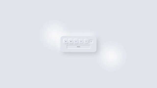 Animated QWERTY keyboard with realistic typing key press effects, representing computer typing, digital communication, data entry, programming, technology, and modern workspace concepts