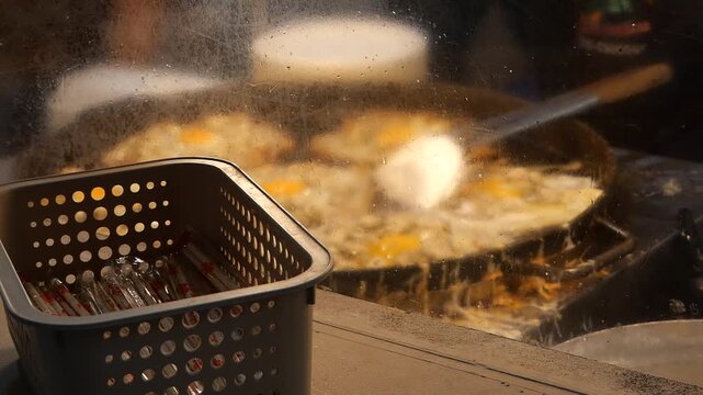 Asian food of Stir fried oyster omelet