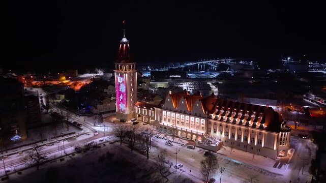 Beautiful Wladyslawowo city at the Baltic Sea at snowy winter, Poland.