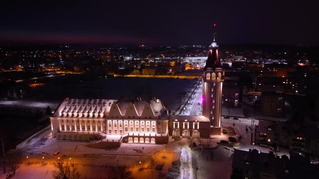 Beautiful Wladyslawowo city at the Baltic Sea at snowy winter, Poland.