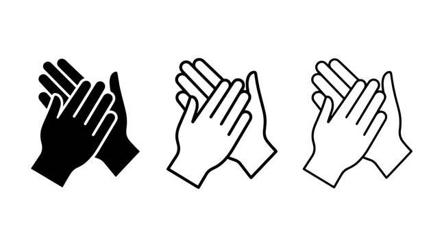 Minimalist clapping hands icons set displaying applause and approval symbols in vector style