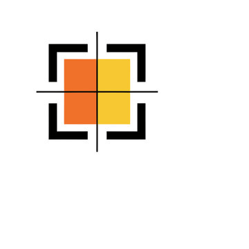 Abstract geometric shapes with target symbol
