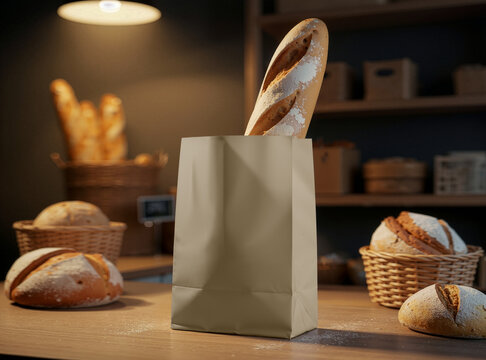 Bakery Paper Bag with Bread