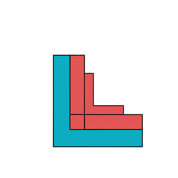 Abstract L-shape with stacked rectangles