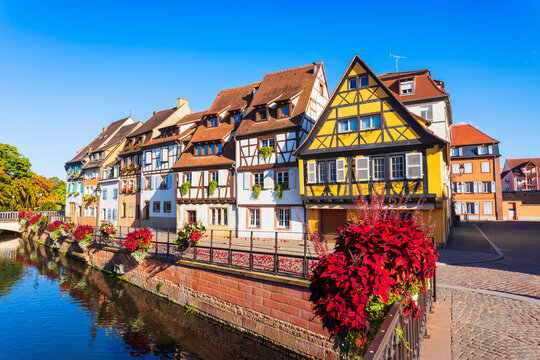 Colorful half timbered houses in old town Colmar, France