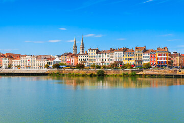 Fototapeta premium Old town and Saone river in Macon city, Burgundy region in France