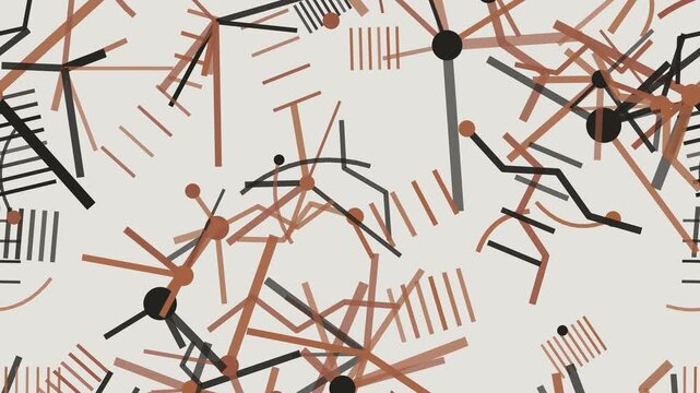 Orange abstract line motion background seamless loop animation
