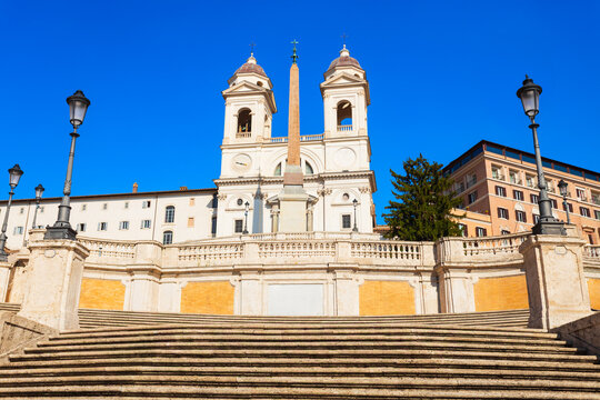 Spanish Steps and Trinita dei Monti church in Rome, Italy