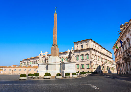 Piazza del Quirinale with Fountain of the Dioscuri in Rome, Italy