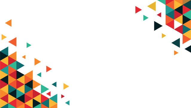 Abstract geometric background with colorful triangle mosaic frame and blank copy space vector illustration