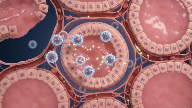 Hashimoto Thyroiditis Showing Thyroid Follicle Damage and Reduced Hormone Output for Education