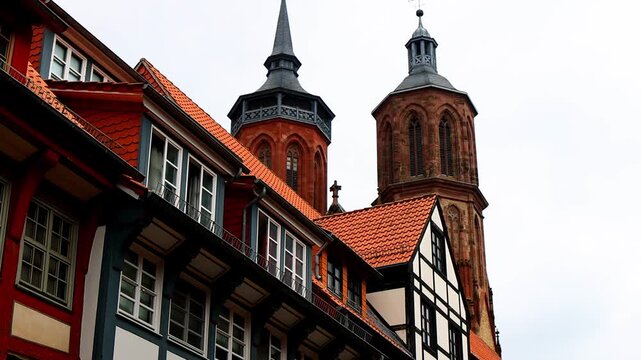 the historic center of goettingen germany 4k video with a pan
