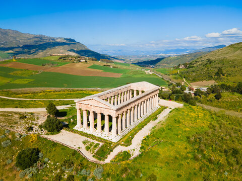 Temple of Segesta aerial panoramic view, Sicily