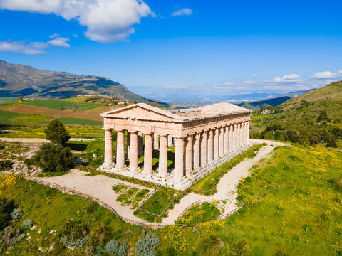 Temple of Segesta aerial panoramic view, Sicily