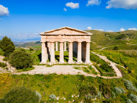 Temple of Segesta aerial panoramic view, Sicily