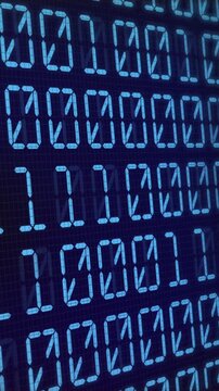 Blue Binary code Background. Digital and Secure Data Concept. Vertical animation