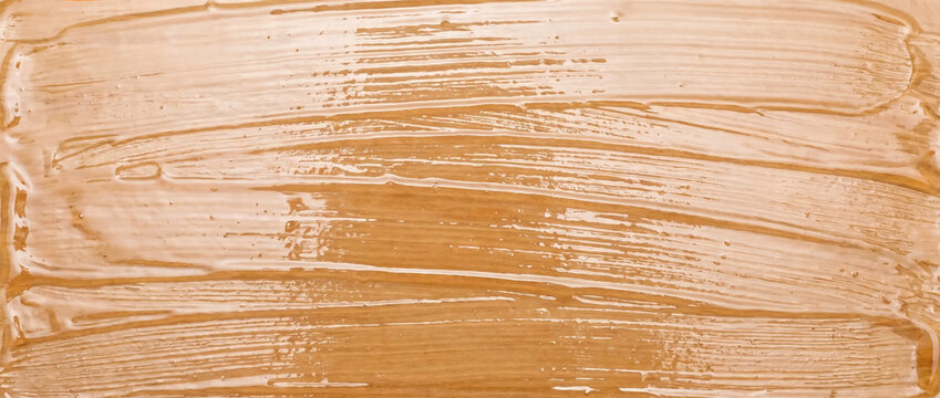 Varnish brush applied glossy texture. Wood finish coat with brush strokes