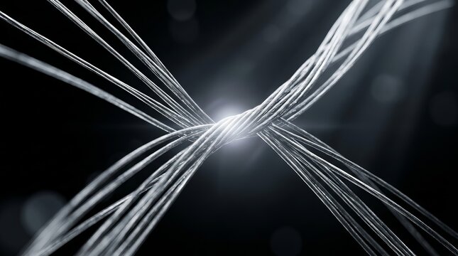 Microscopic view of individual carbon nanotube fibers being twisted into yarn during continuous spinning.