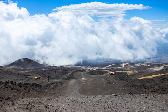 Mount Etna or Etna Volcano near Catania city, Sicily