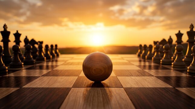 Strategic alignment concept showing a wooden sphere connecting goals and actions for growth.