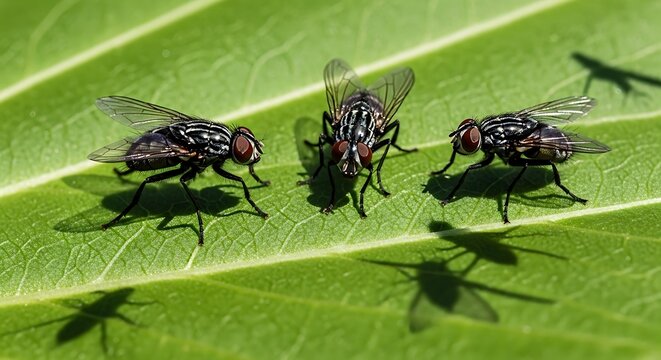 fly on green leaf