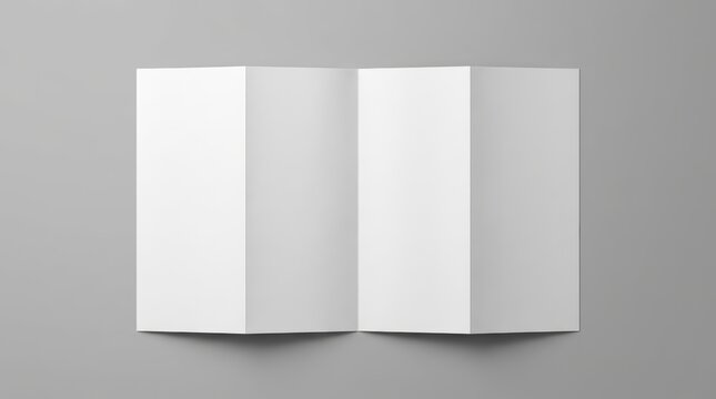 Blank four fold brochure mockup on a grey background.