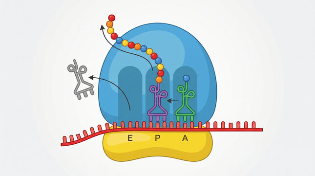 Protein Synthesis and Ribosome Translation mRNA Diagram