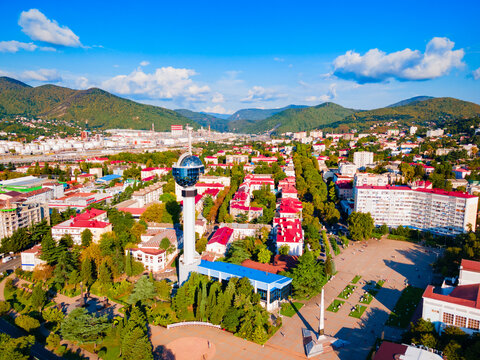 Tuapse aerial panoramic view, Russia