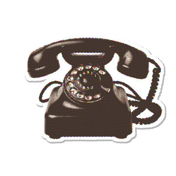 Rotary dial telephone with handset and cord halftone vector illustration