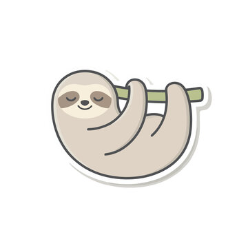 Cute sloth hanging on a branch