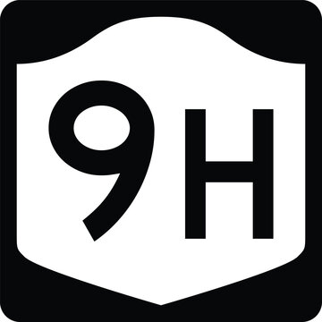 New York State Route 9H Marker Shield Vector Sign