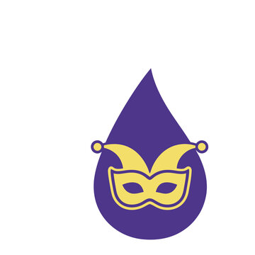 Mardi Gras mask and jester hat icon