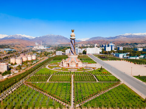 The Istiklol complex aerial panoramic view, Tajikistan