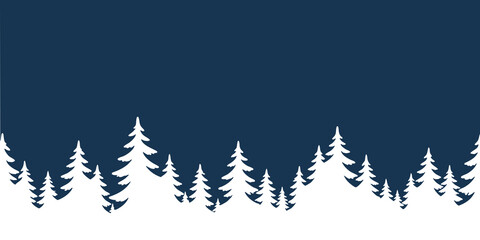 Snow covered fir forest silhouette border © BEN HDA