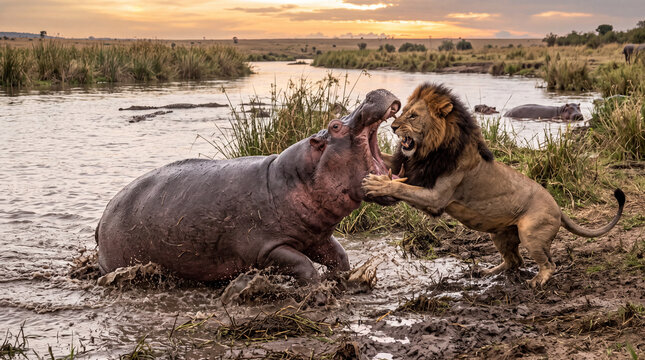Le&oacute;n vs Hipop&oacute;tamo