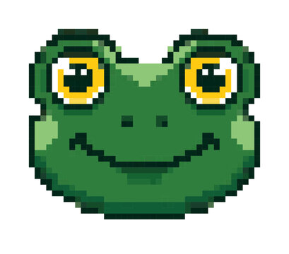 Smiling frog face with large eyes