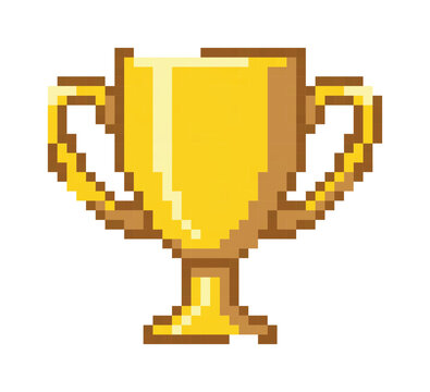 Pixel art golden trophy cup