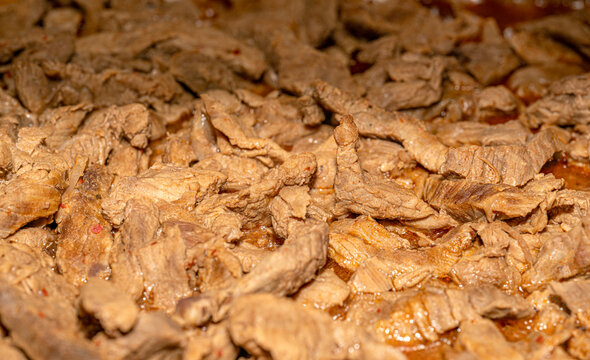 Classic beef stroganoff featuring tender strips of beef sauteed with mushrooms in a creamy sour cream sauce.