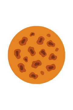 Vector illustration of an orange circular solar disk showcasing darker irregular sunspot patches and magnetic active regions across its surface against a clean isolated white backdrop